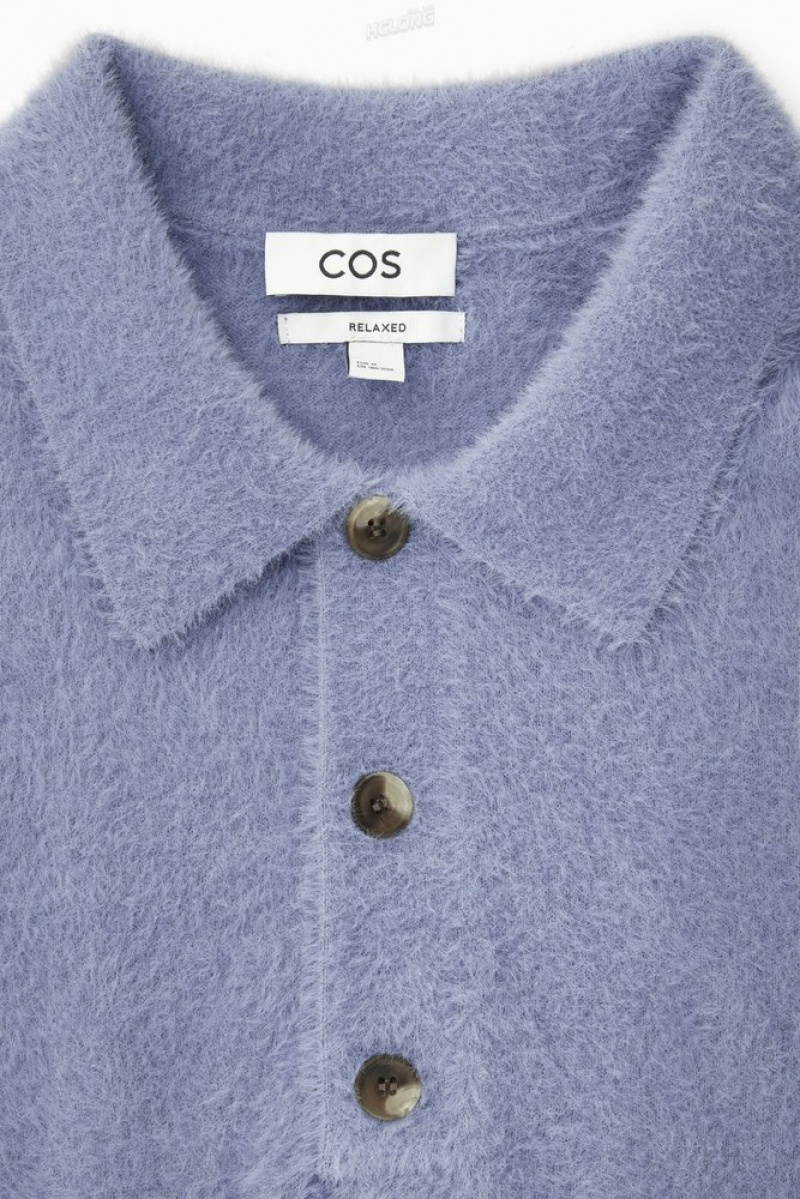 Blue COS Textured Knitted Polo Shirt | FY76-I2VM