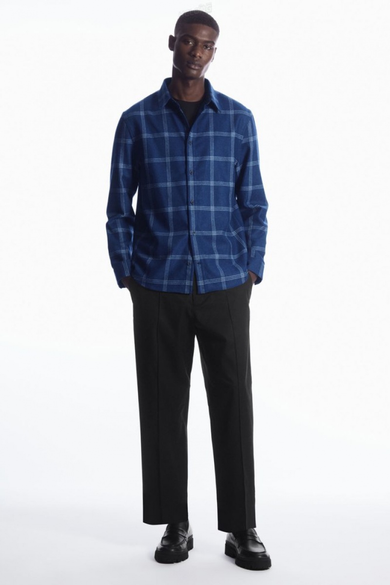 Blue / Checked COS Checked Wool Shirt | AY00-N6BZ