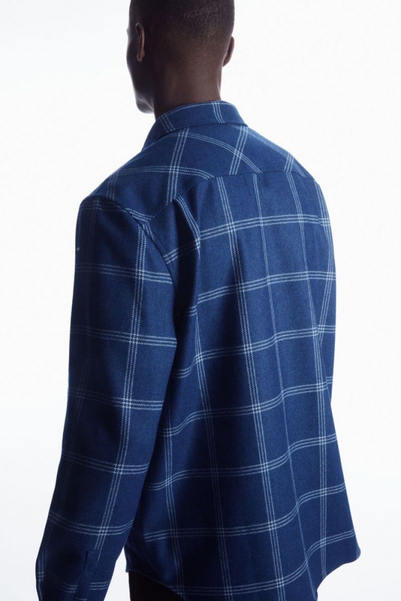 Blue / Checked COS Checked Wool Shirt | AY00-N6BZ