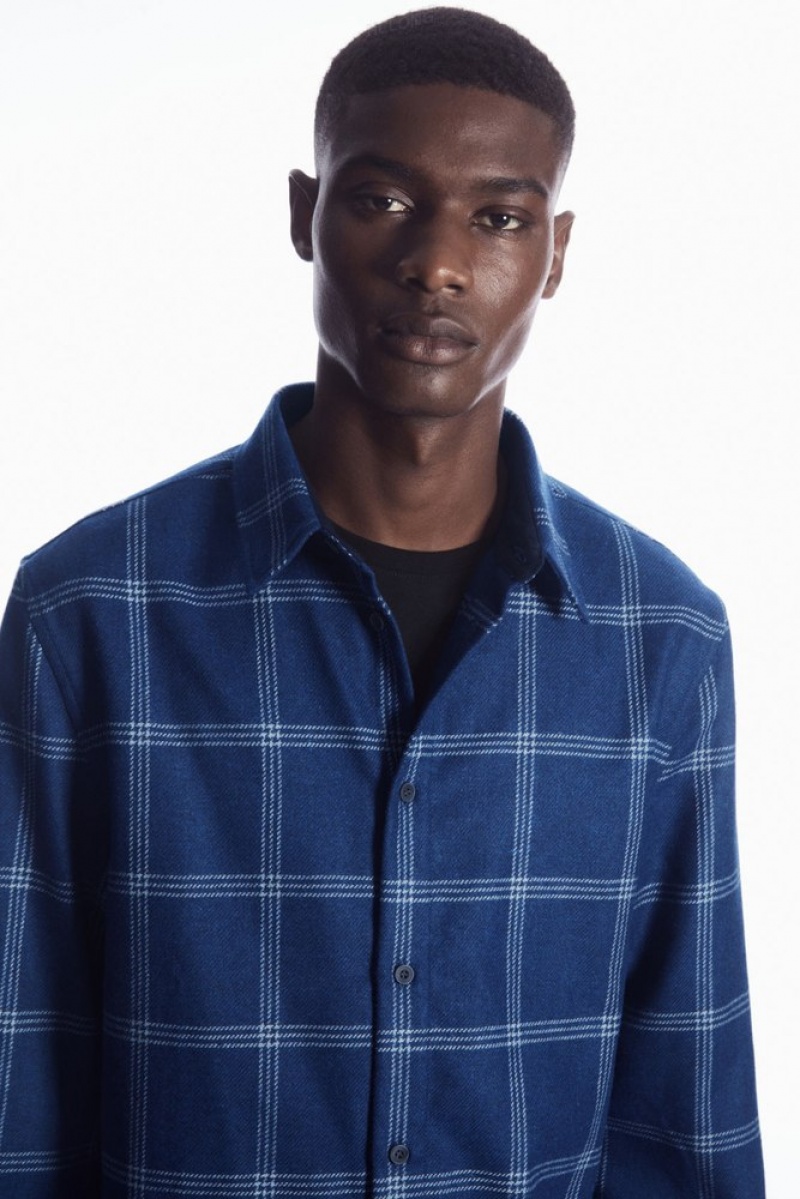 Blue / Checked COS Checked Wool Shirt | AY00-N6BZ