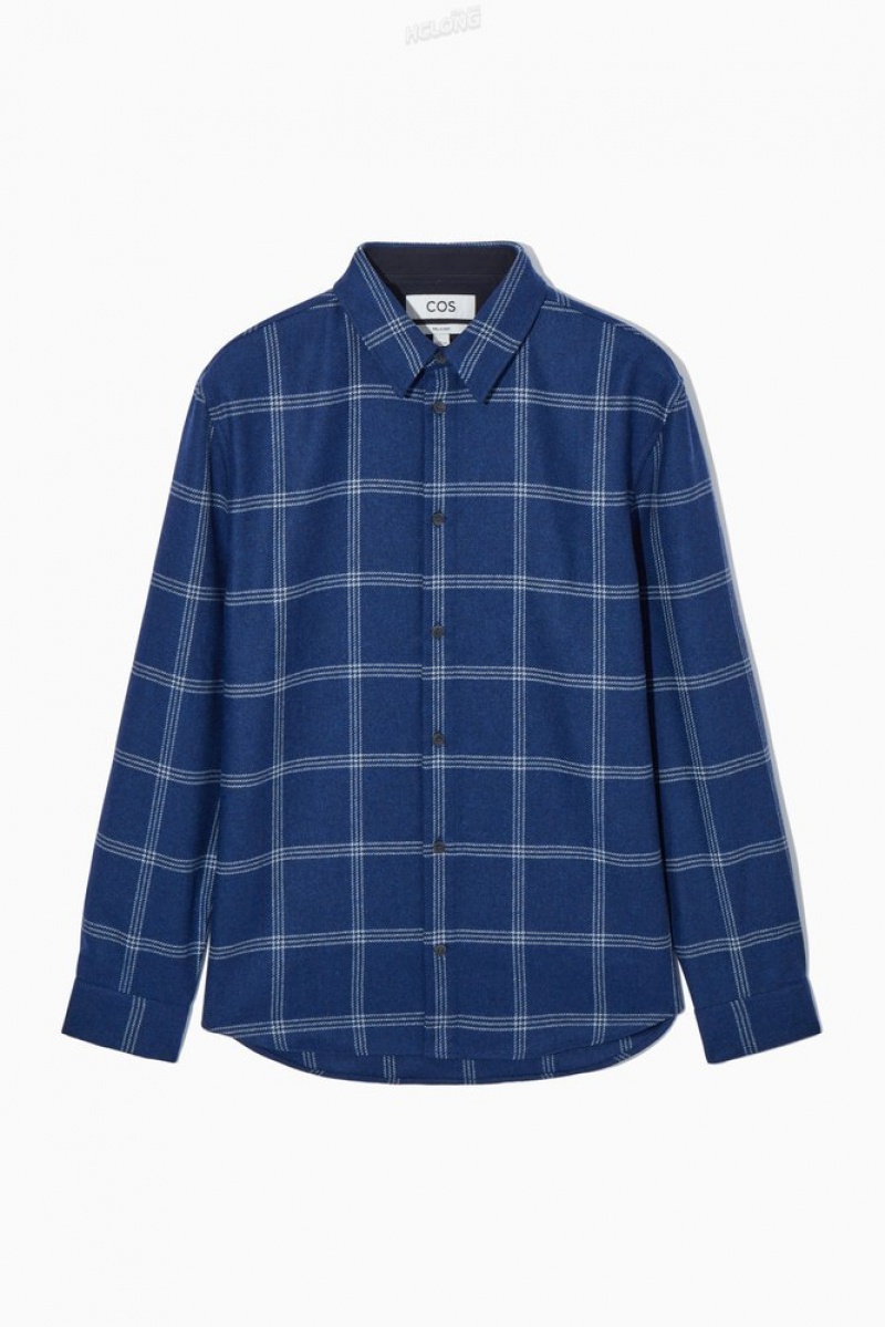 Blue / Checked COS Checked Wool Shirt | AY00-N6BZ