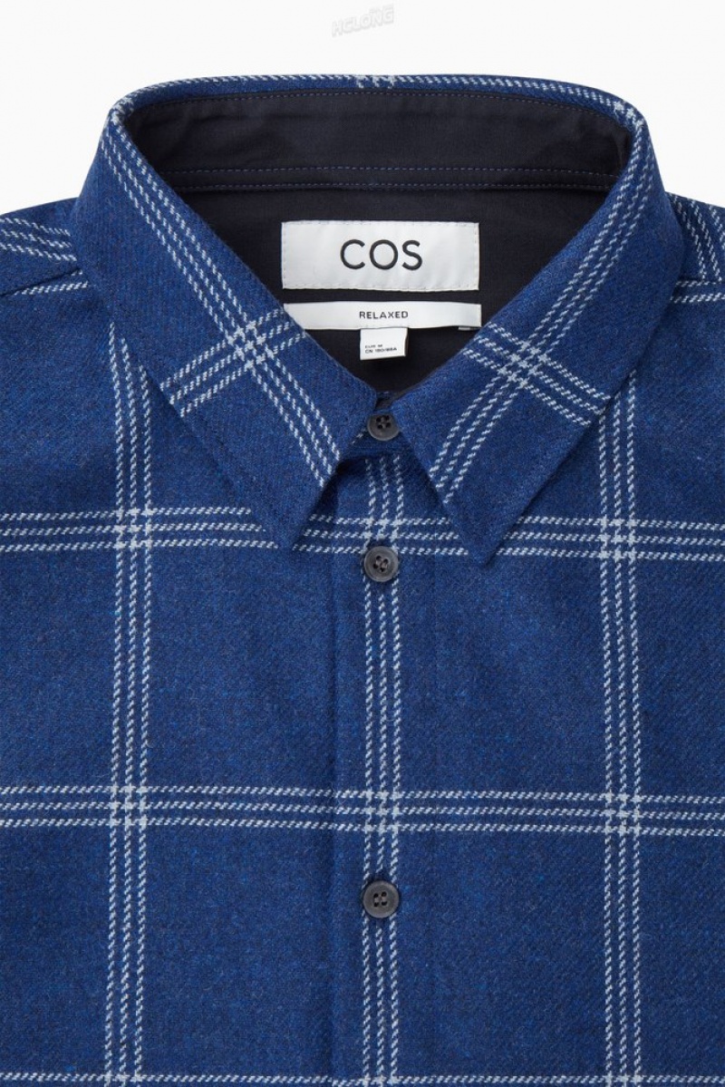 Blue / Checked COS Checked Wool Shirt | AY00-N6BZ