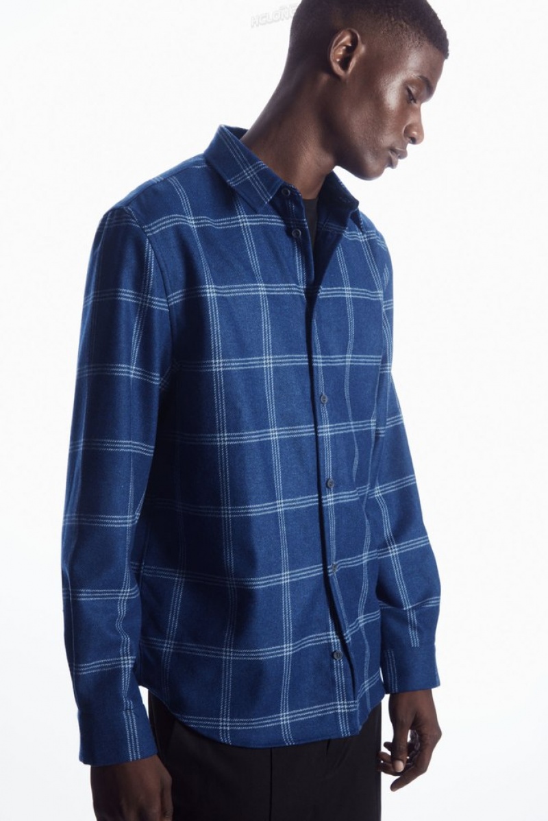 Blue / Checked COS Checked Wool Shirt | AY00-N6BZ