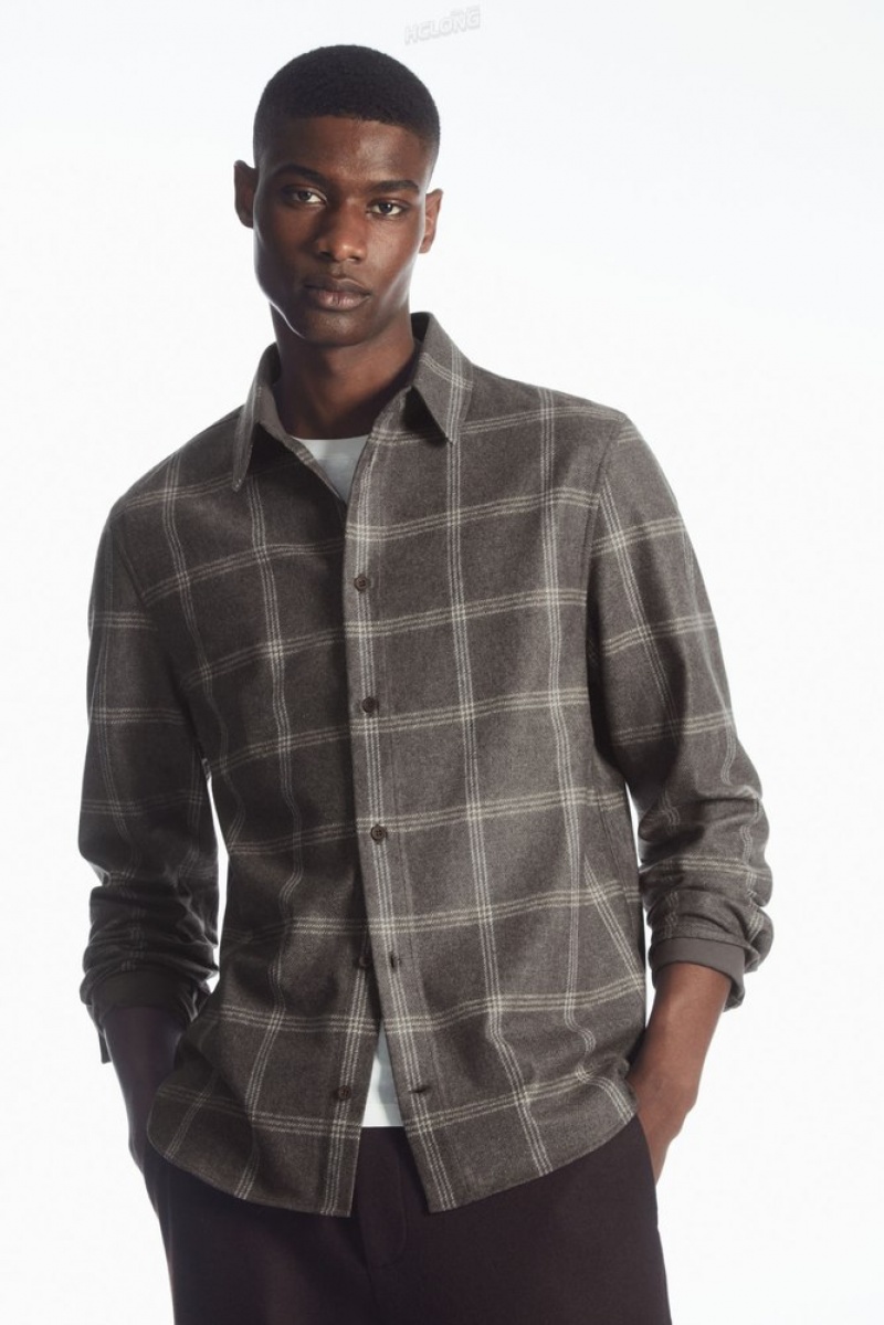 Blue / Checked COS Checked Wool Shirt | WD36-K6GQ