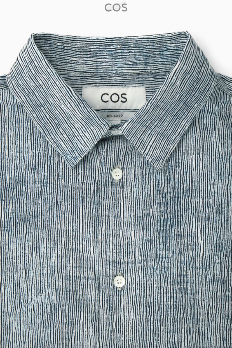 Blue / White / Printed COS Abstract-Print Shirt | YC22-F6OO