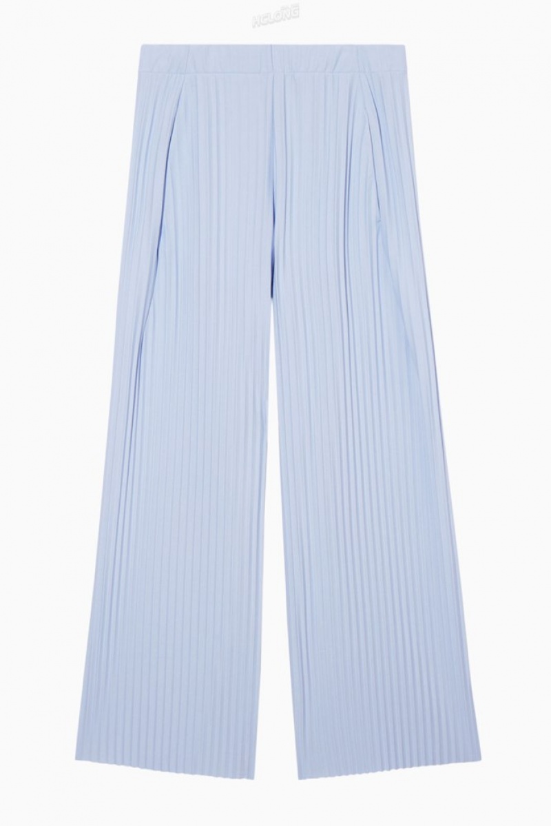 Bright Blue COS Pleated Elasticated Trousers | GH24-A2TR