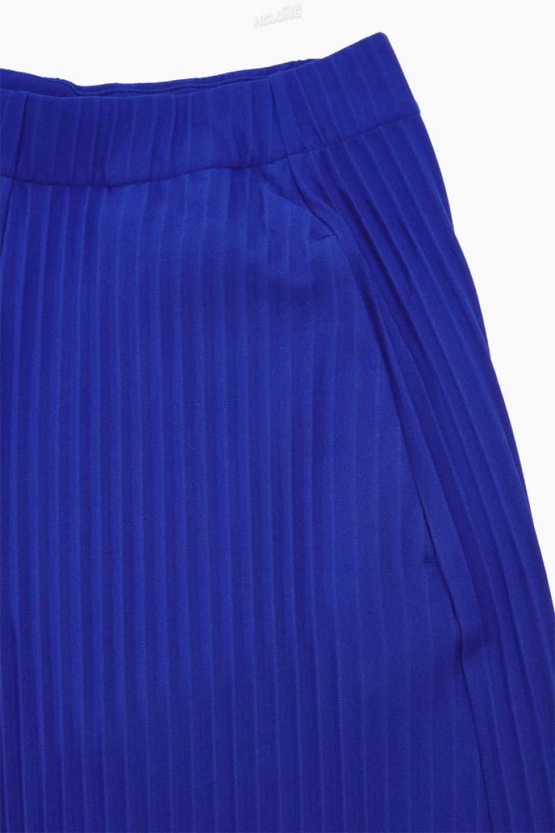 Bright Blue COS Pleated Elasticated Trousers | JO74-P3CK