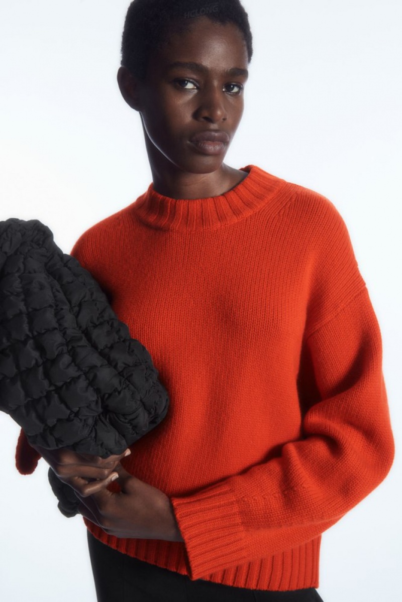 Bright Orange COS Chunky Pure Cashmere Crew-Neck Sweater | NL68-E3JB