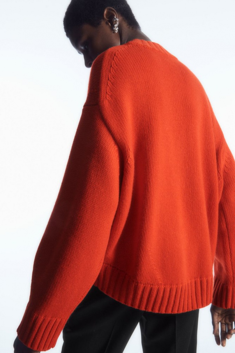 Bright Orange COS Chunky Pure Cashmere Crew-Neck Sweater | IR56-A4OB