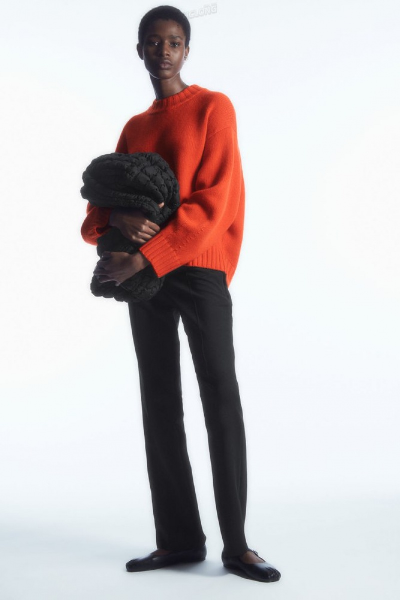 Bright Orange COS Chunky Pure Cashmere Crew-Neck Sweater | IR56-A4OB