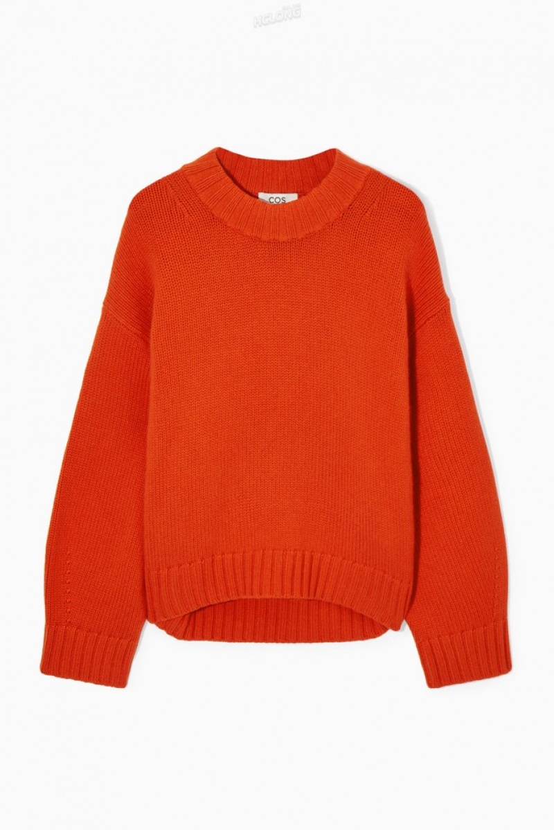 Bright Orange COS Chunky Pure Cashmere Crew-Neck Sweater | IR56-A4OB