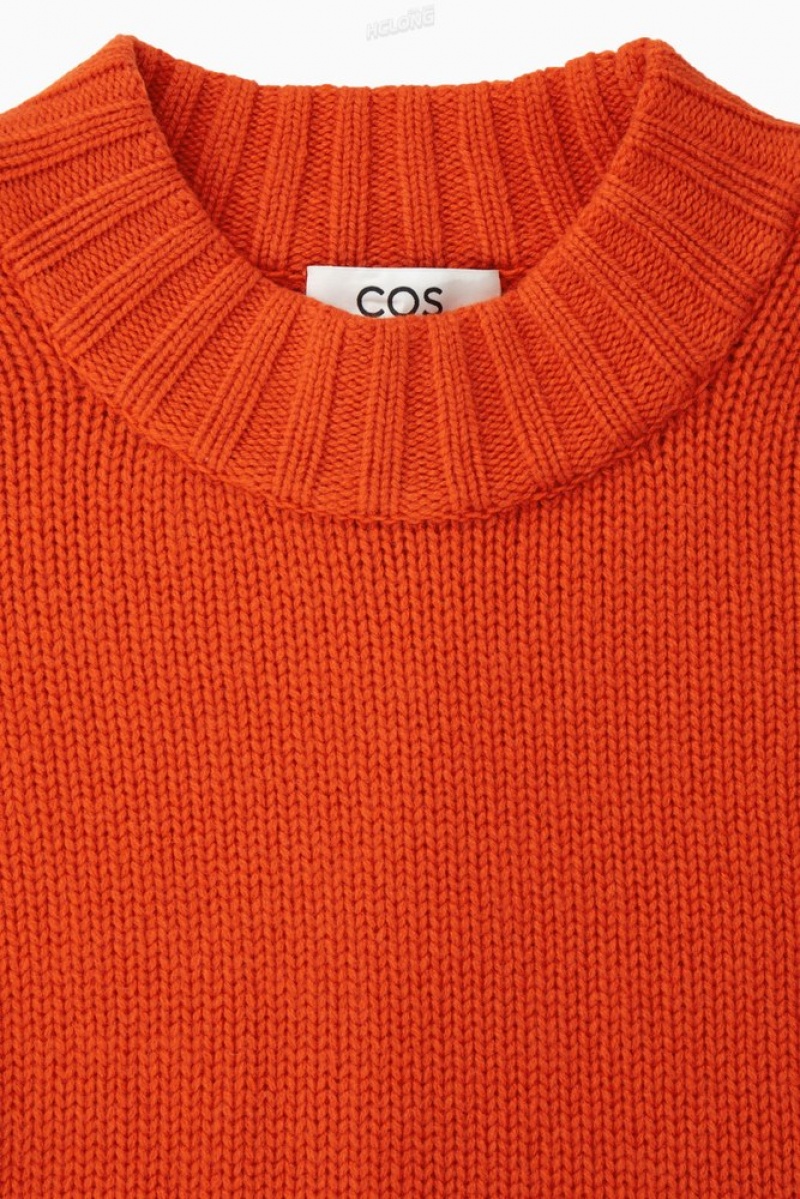 Bright Orange COS Chunky Pure Cashmere Crew-Neck Sweater | IR56-A4OB