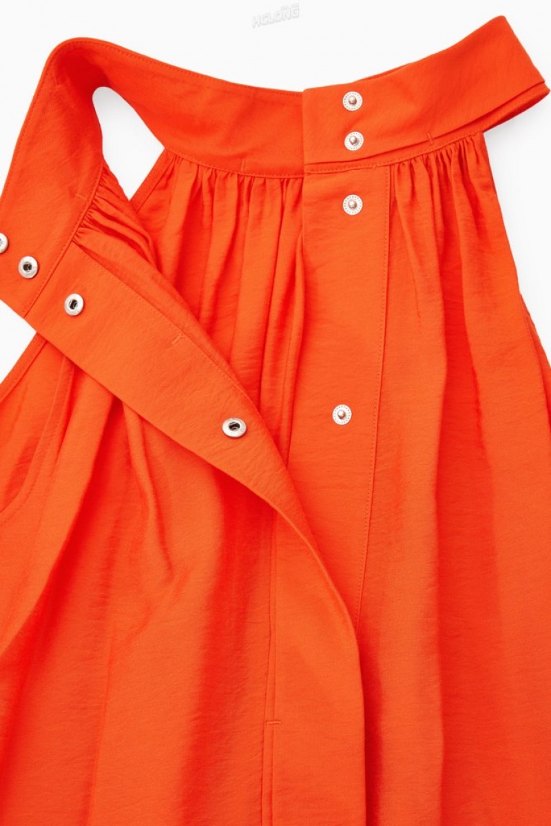 Bright Orange COS Halterneck Maxi Dress | WZ85-B4ES