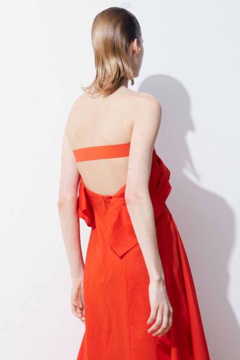 Bright Orange COS The Linen Bustier Dress | DL34-I5DF