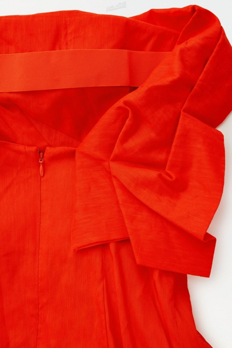 Bright Orange COS The Linen Bustier Dress | DL34-I5DF