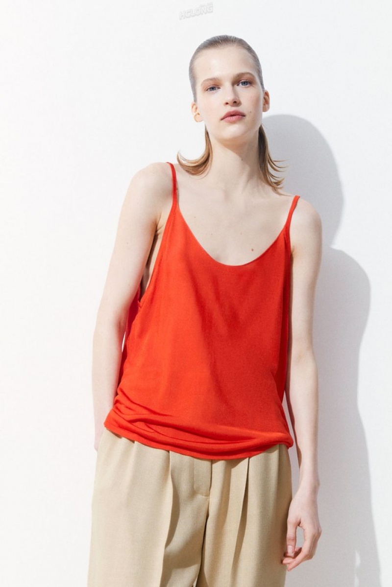 Bright Orange COS The Sheer Knitted Tank Top | VA37-Y2VU