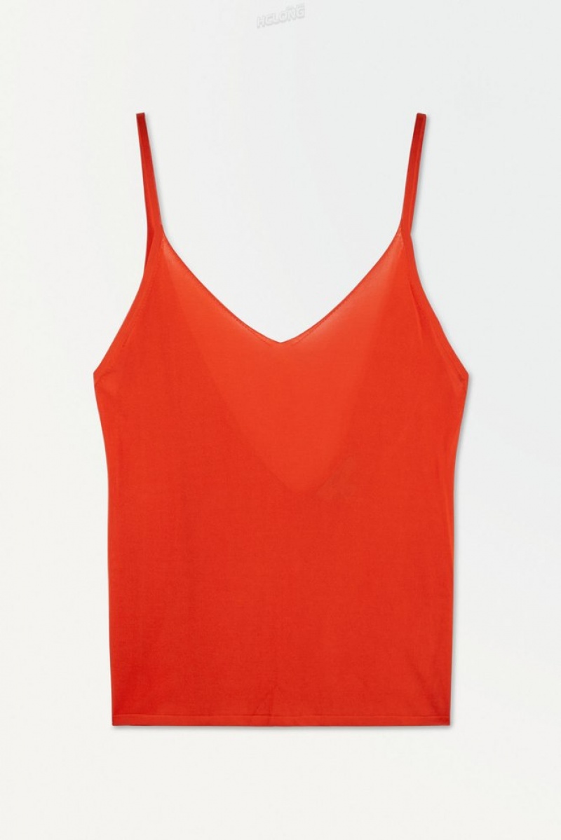 Bright Orange COS The Sheer Knitted Tank Top | VA37-Y2VU