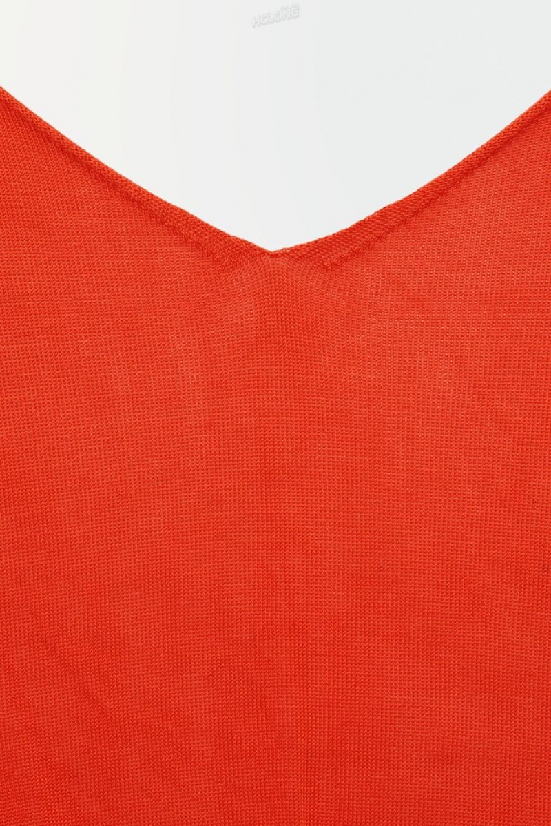 Bright Orange COS The Sheer Knitted Tank Top | VA37-Y2VU