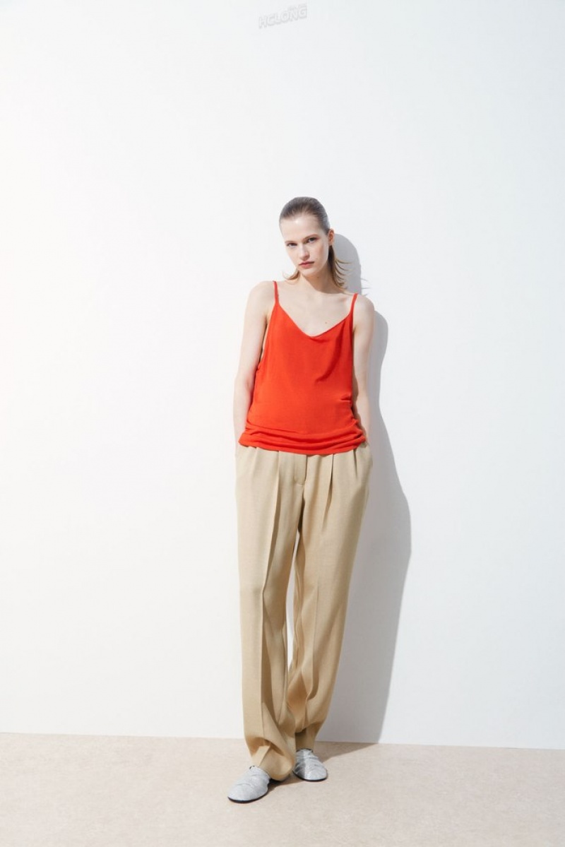 Bright Orange COS The Sheer Knitted Tank Top | VA37-Y2VU