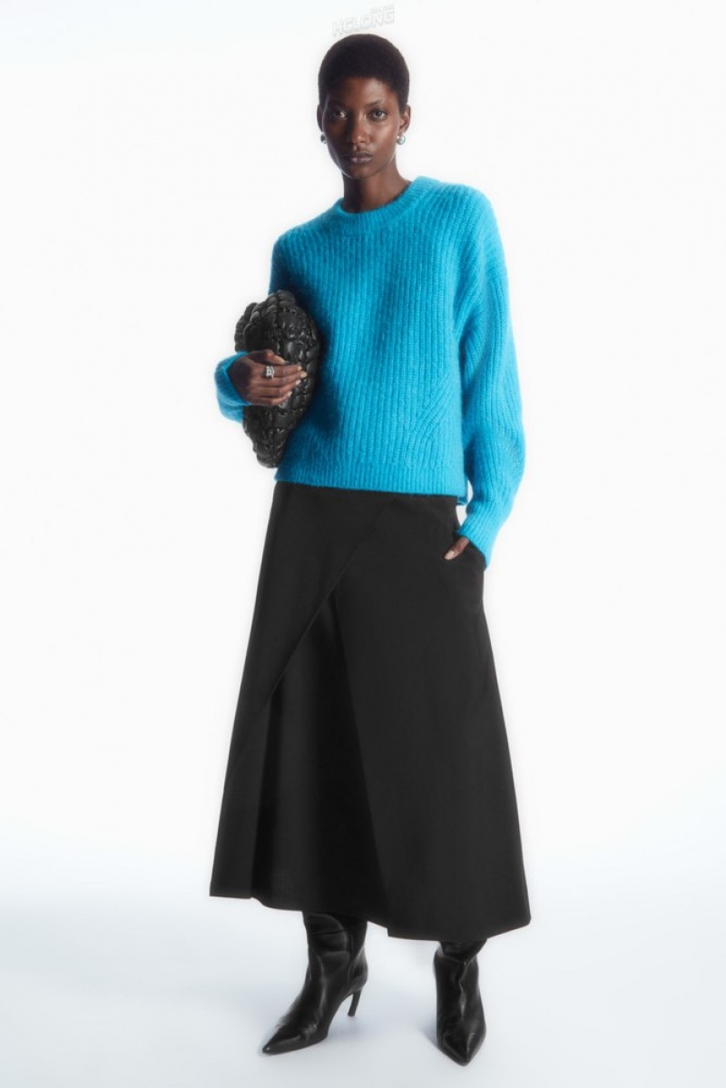 Bright Turquoise COS Cropped Alpaca And Wool-Blend Sweater | KS27-S4EB