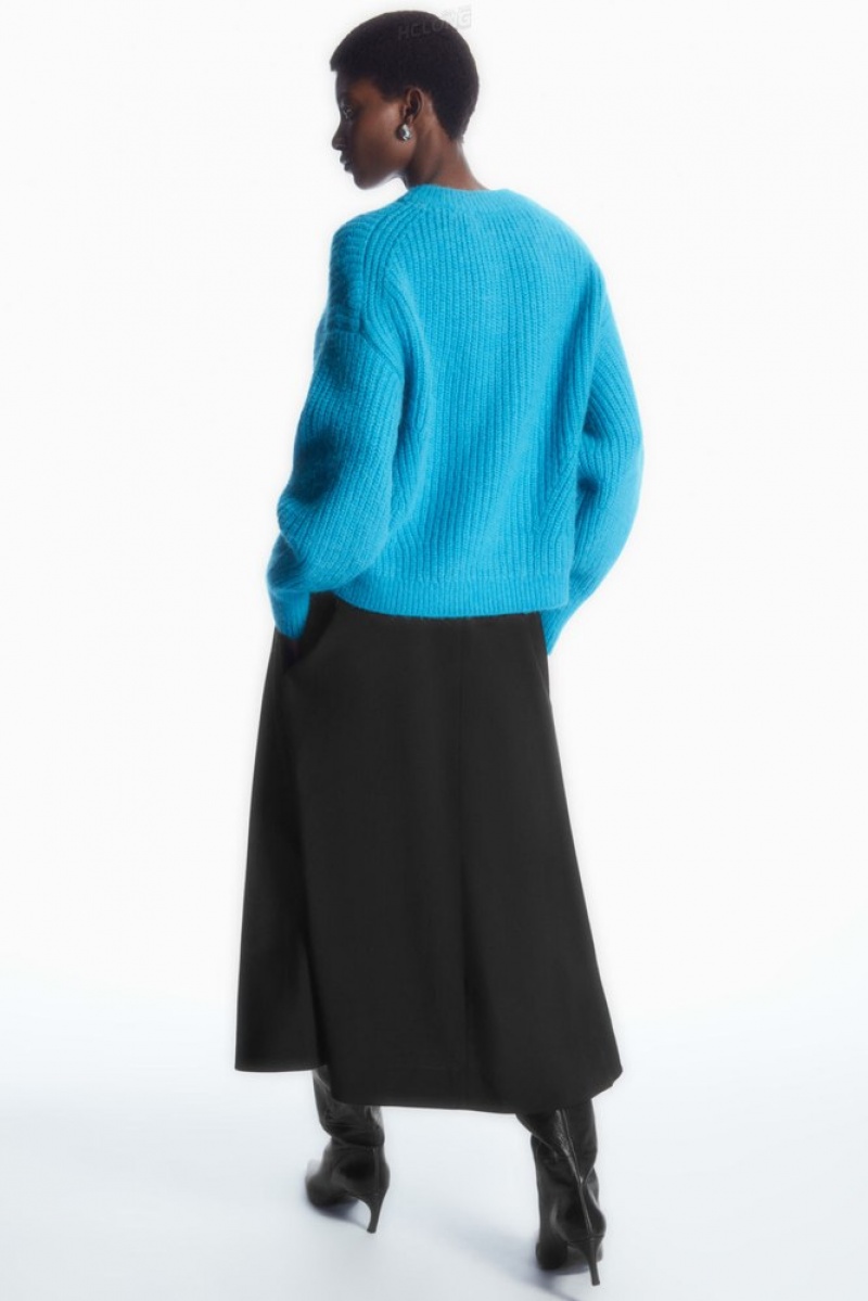 Bright Turquoise COS Cropped Alpaca And Wool-Blend Sweater | KS27-S4EB