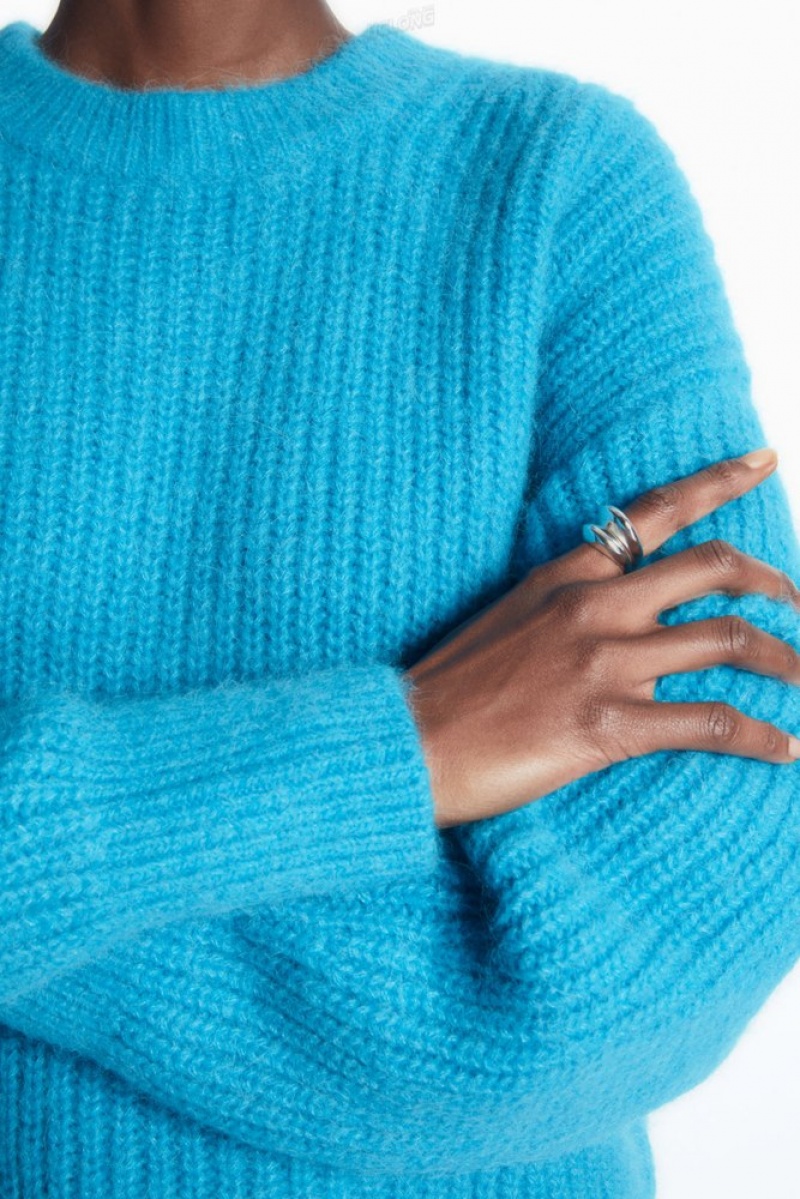 Bright Turquoise COS Cropped Alpaca And Wool-Blend Sweater | KS27-S4EB