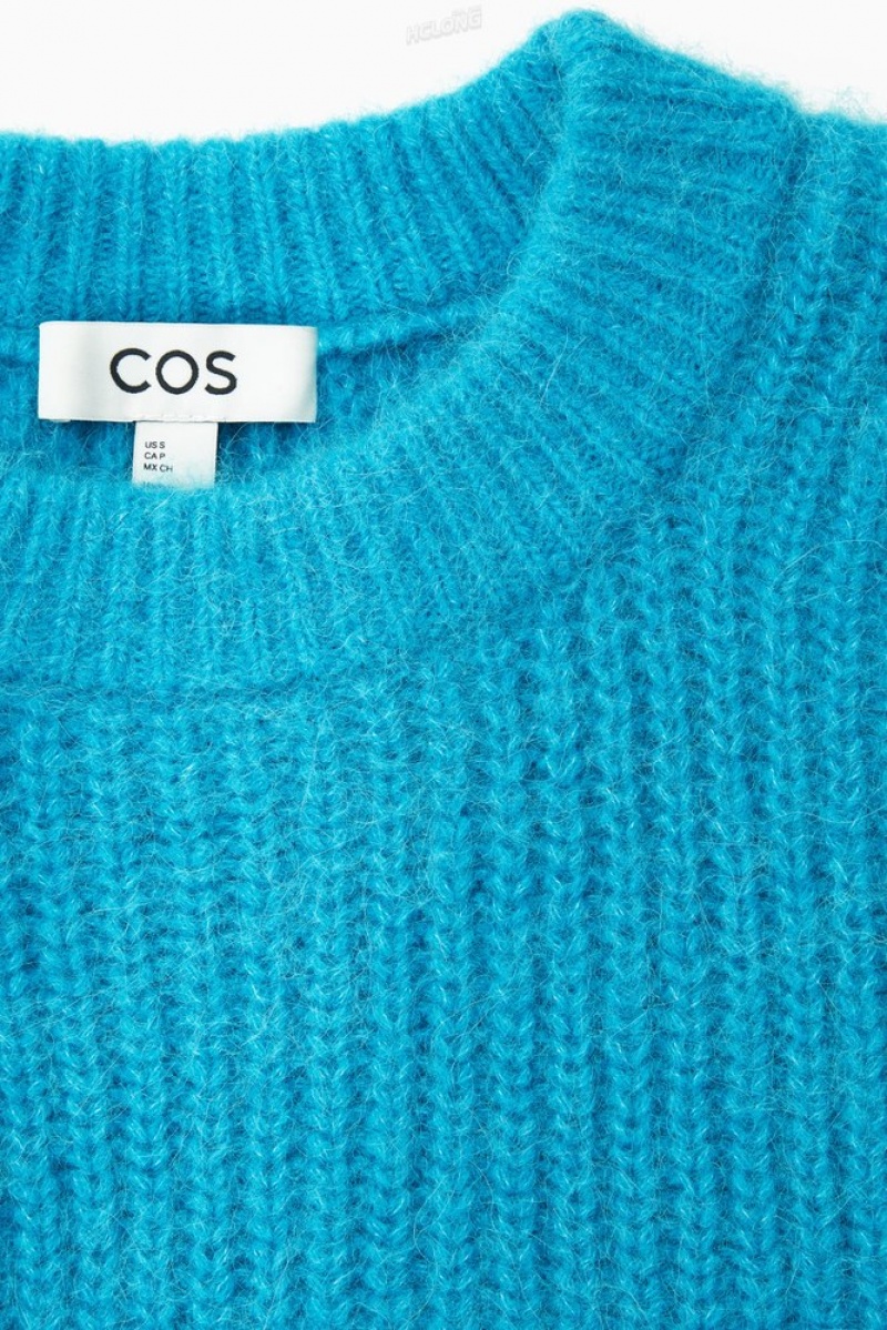 Bright Turquoise COS Cropped Alpaca And Wool-Blend Sweater | KS27-S4EB