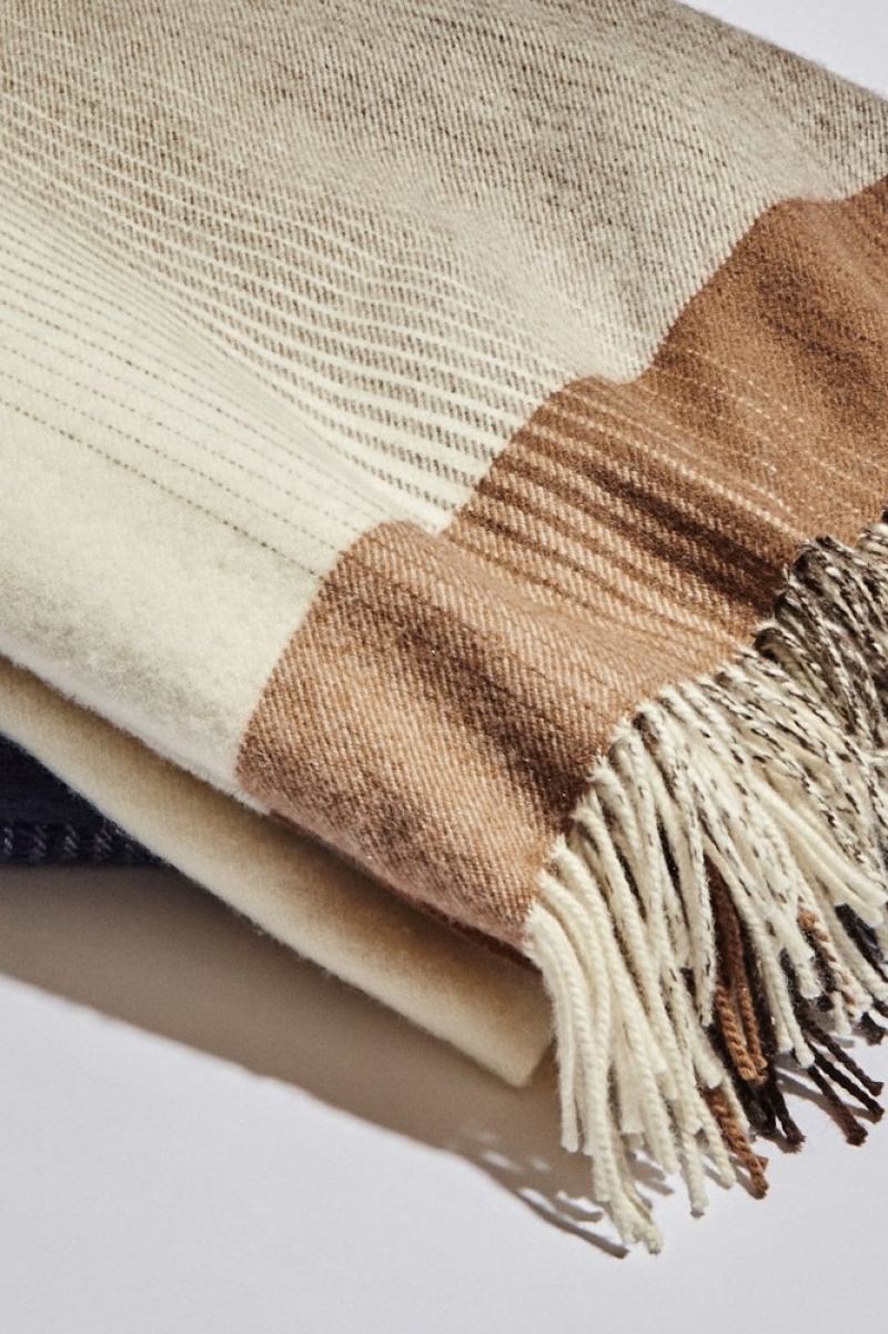 Brown / Checked COS Checked Lambswool And Cashmere Blanket | LS86-Q1EB