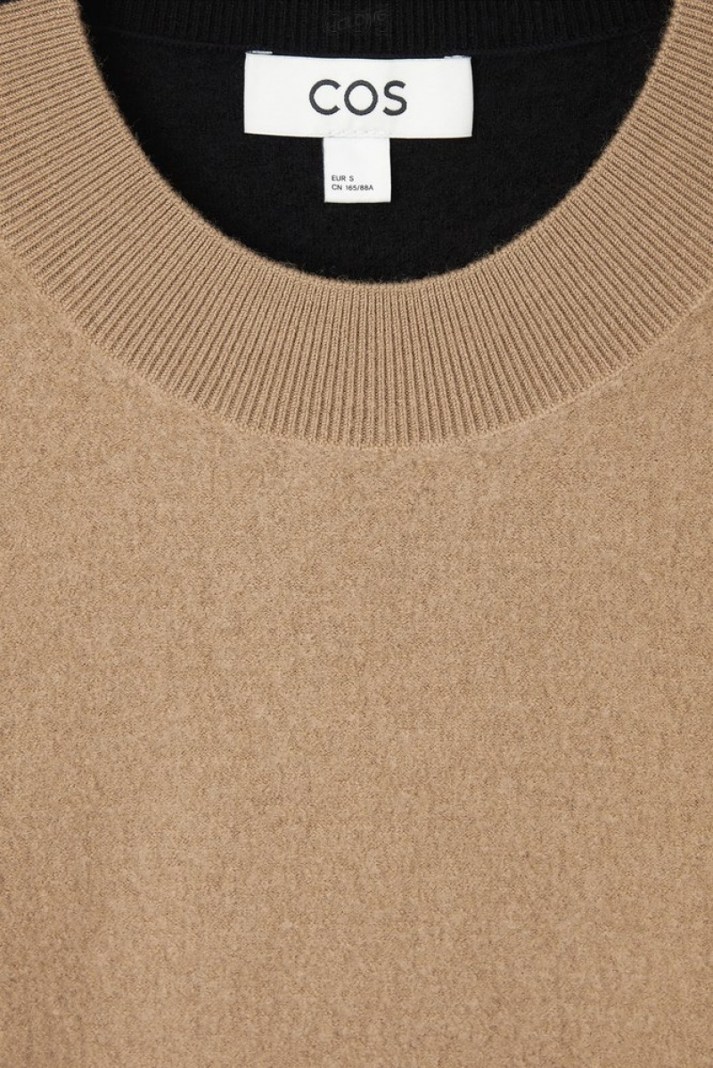 Camel / Black COS Two-Tone Boiled Merino Wool Jumper | UB93-A3ER