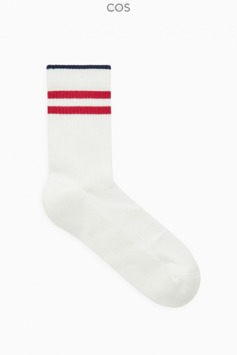 Charcoal MéLange / White COS Striped Sports Socks | NM09-B9RN