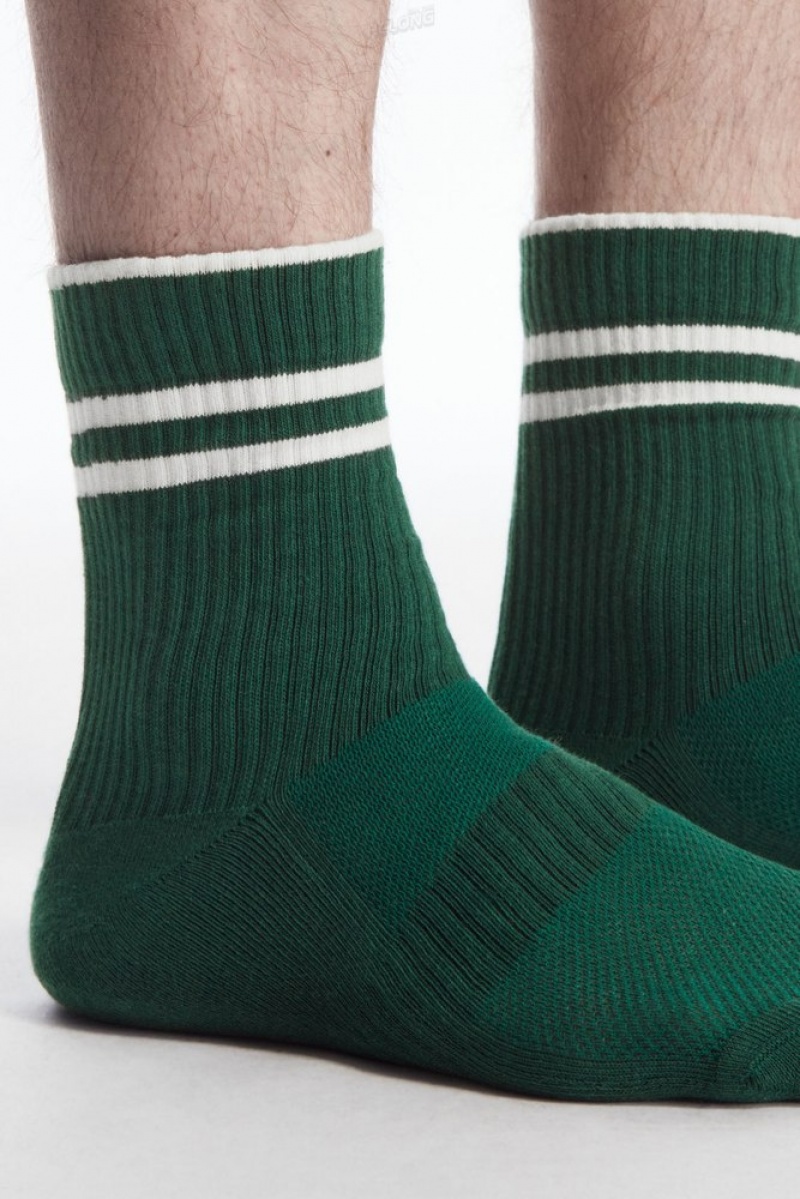 Charcoal MéLange / White COS Striped Sports Socks | HT75-A8WB