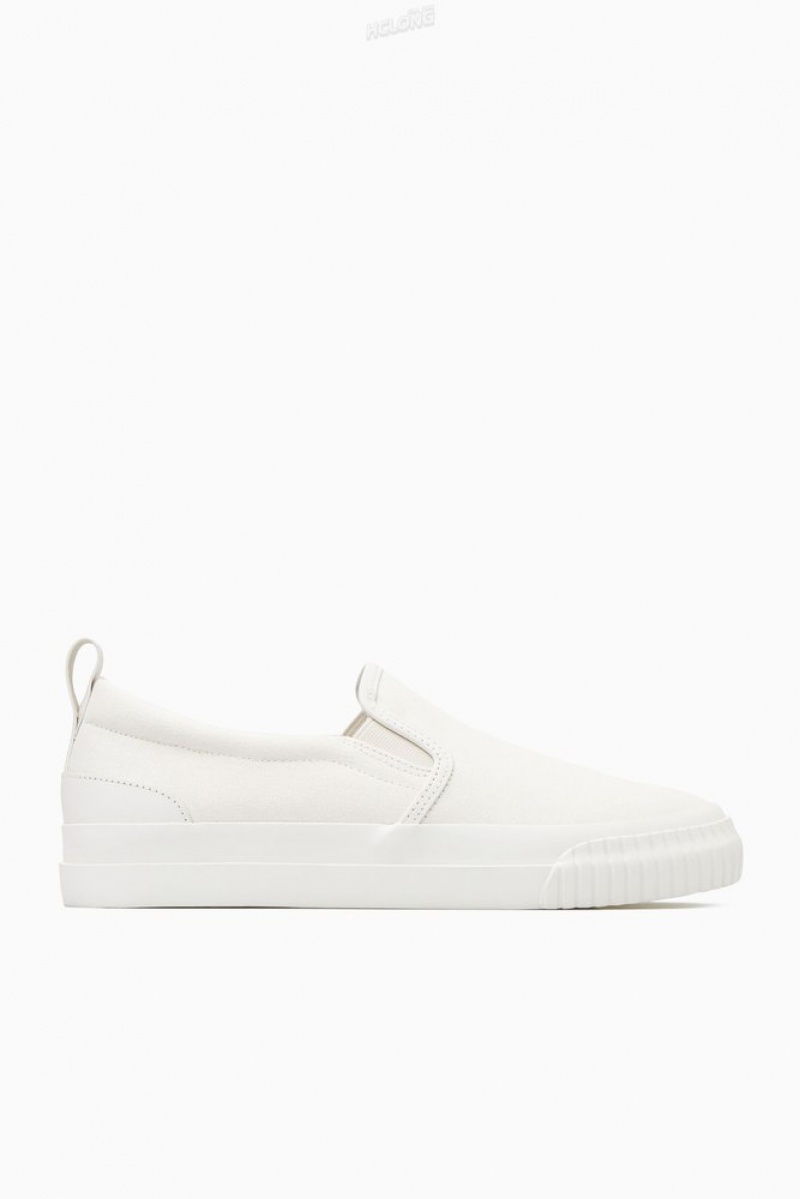 Cream COS Canvas Slip-On Trainers | ID93-W3HA