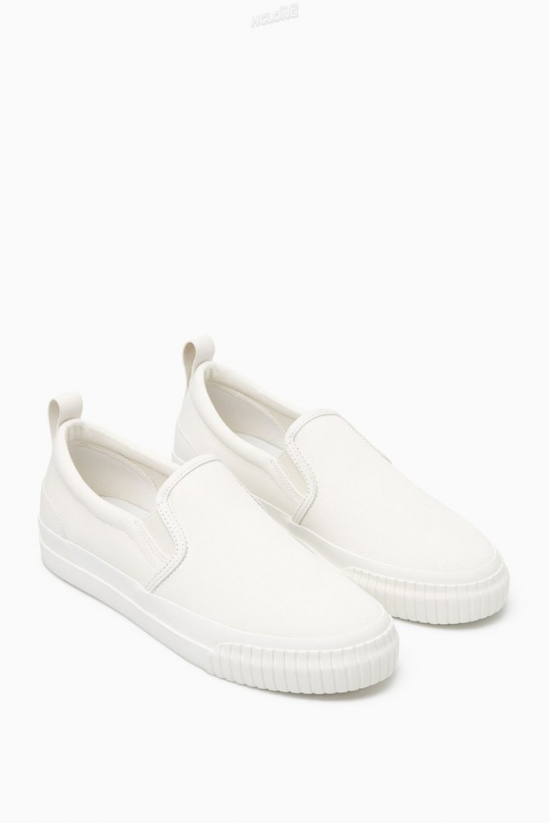 Cream COS Canvas Slip-On Trainers | ID93-W3HA