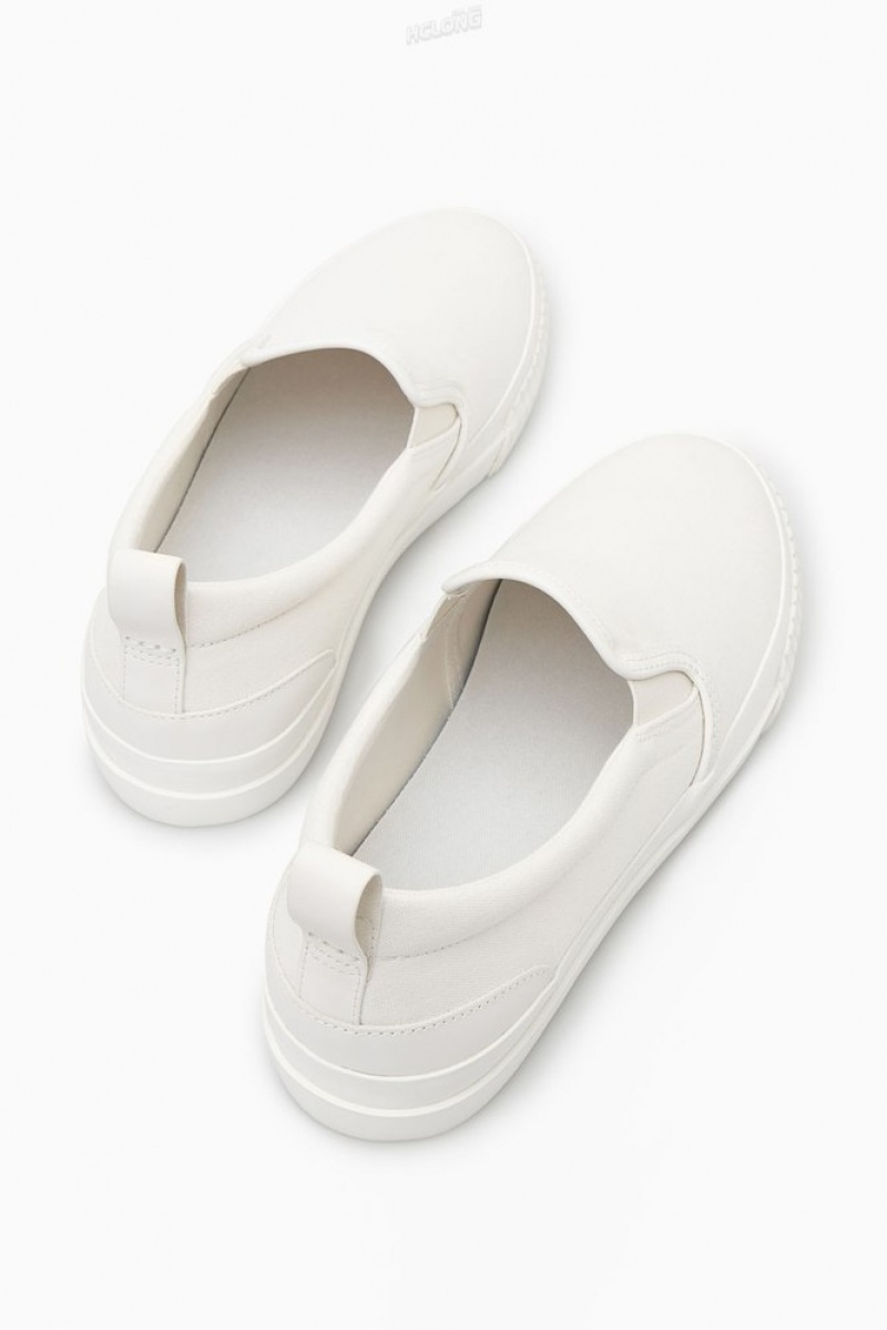 Cream COS Canvas Slip-On Trainers | ID93-W3HA