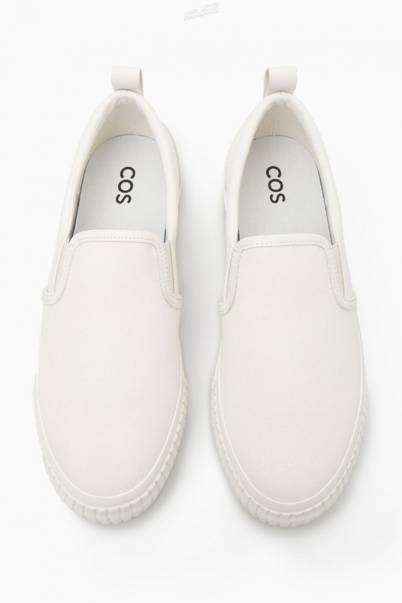 Cream COS Canvas Slip-On Trainers | ID93-W3HA