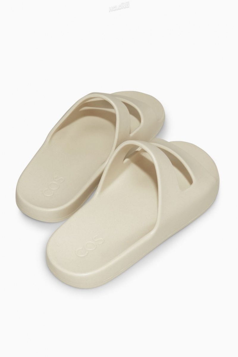 Cream COS Double-Strap Rubber Slides | QW18-R7UA