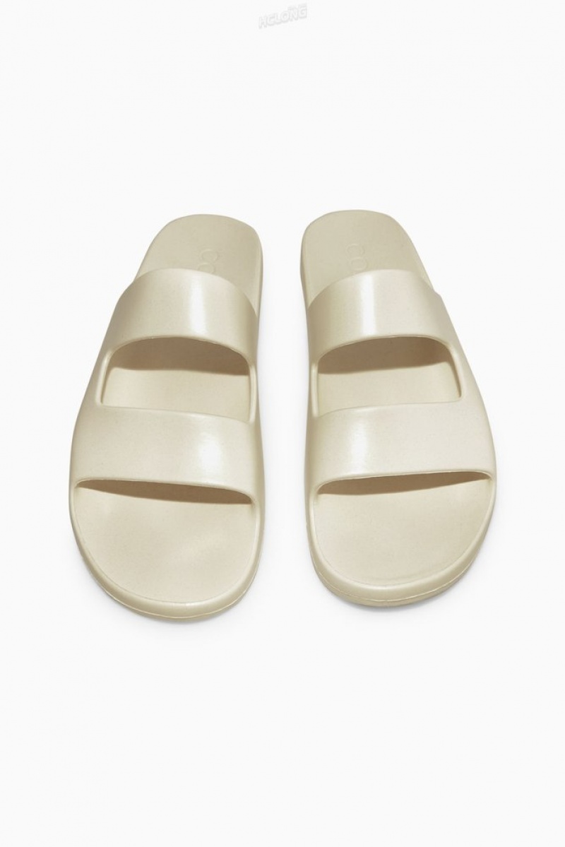 Cream COS Double-Strap Rubber Slides | QW18-R7UA