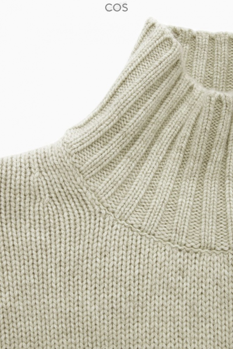 Cream COS Funnel-Neck Pure Cashmere Sweater | HF45-W6UK