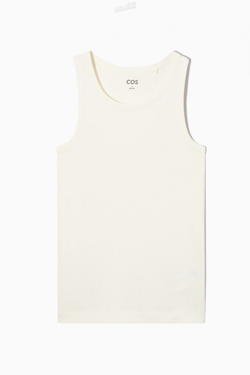 Cream COS Ribbed Tank Top | FR23-V4TX