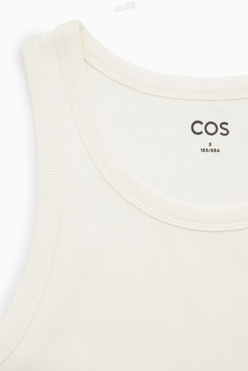 Cream COS Ribbed Tank Top | FR23-V4TX