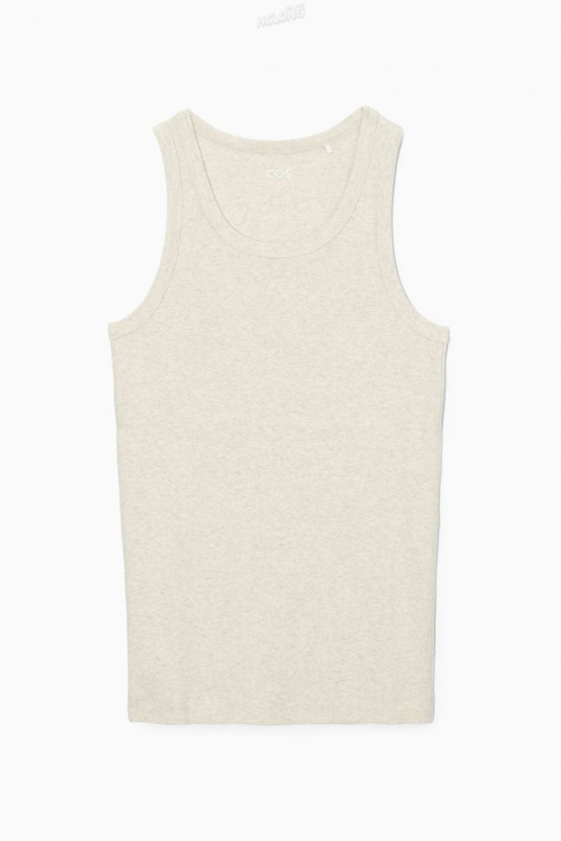 Cream COS Ribbed Tank Top | NV54-J2SP