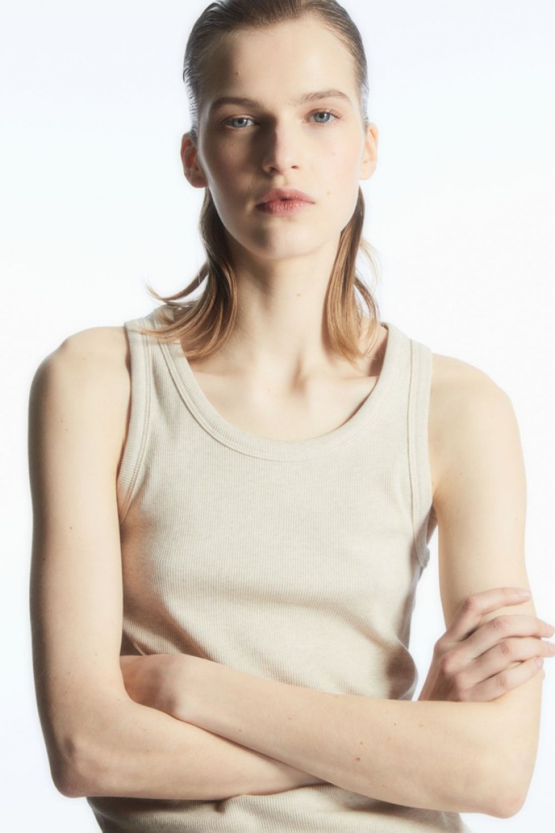 Cream COS Ribbed Tank Top | NV54-J2SP