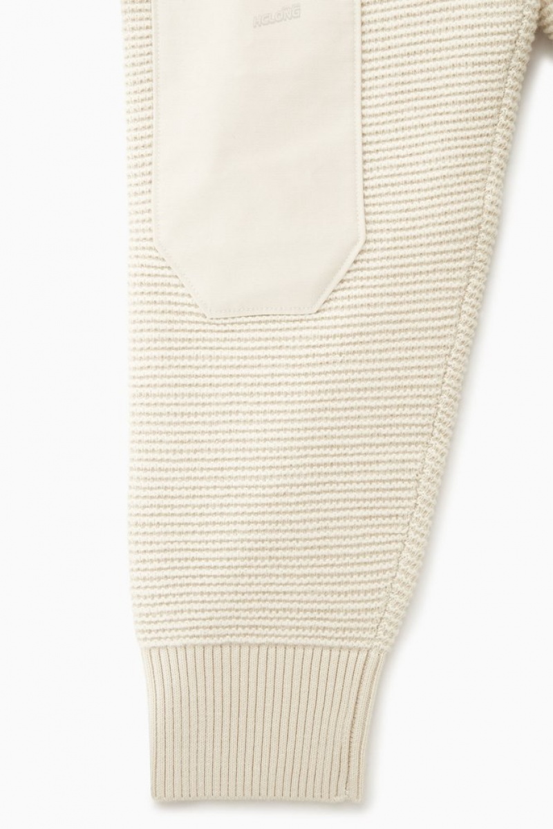 Cream COS Waffle-Knit Henley Jumper | WF09-W5LB