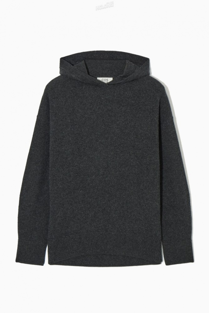 Dark-Grey MéLange COS Pure Cashmere Hoodie | LF42-D1DQ