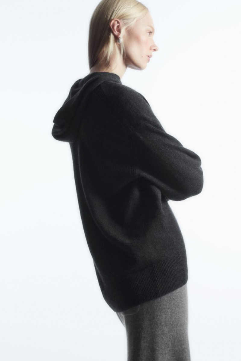 Dark-Grey MéLange COS Pure Cashmere Hoodie | LF42-D1DQ