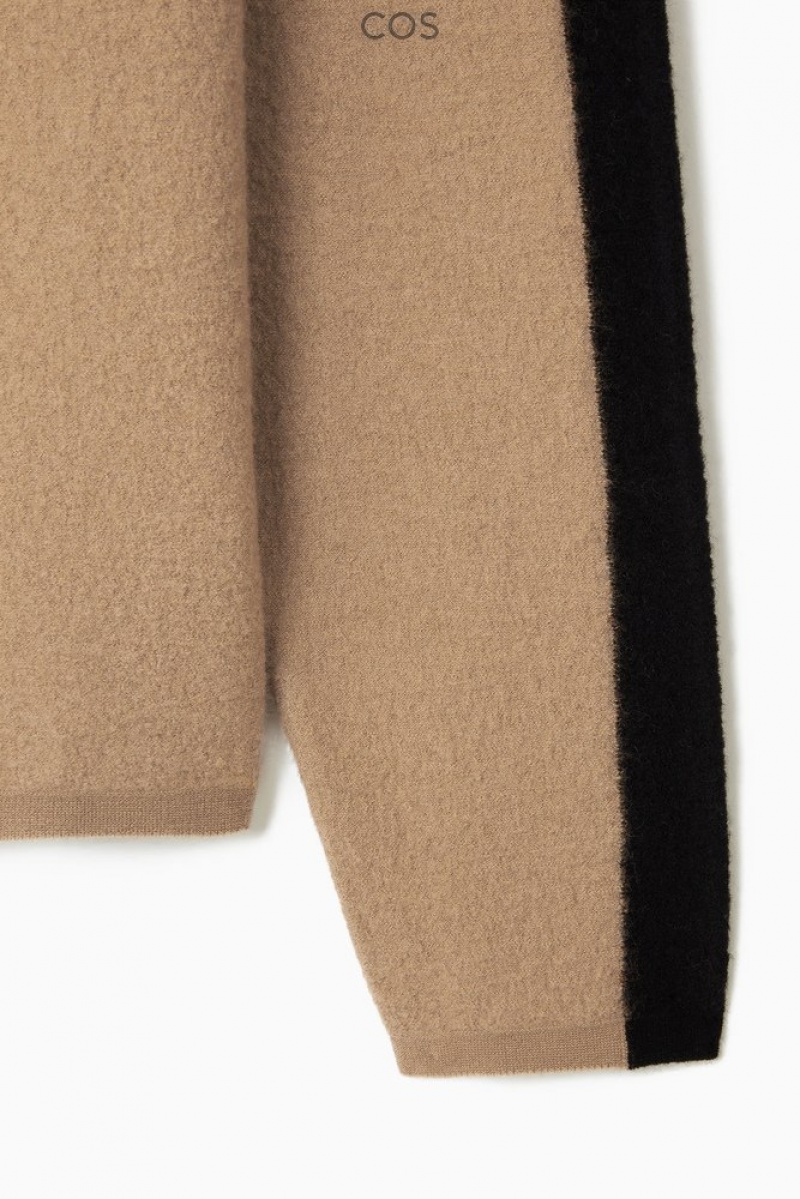 Dark Beige / Black COS Two-Tone Boiled Merino Wool Sweater | TH30-U9QM