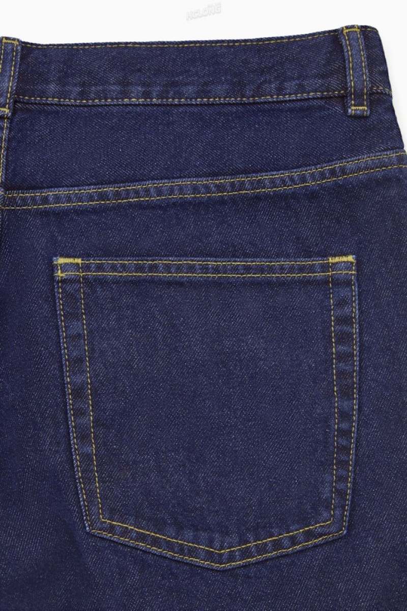 Dark Blue COS Regular-Fit Kick-Leg Jeans | CR59-Q9XQ