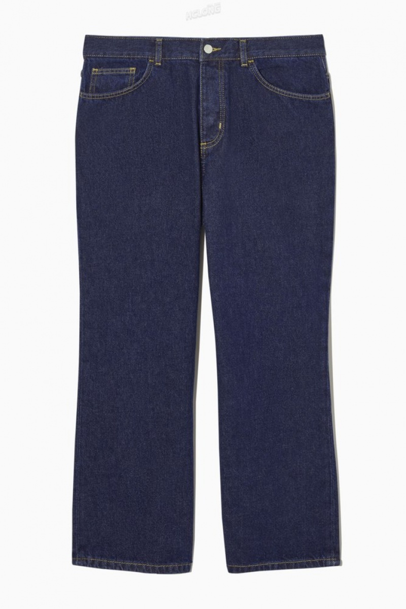 Dark Blue COS Regular-Fit Kick-Leg Jeans | CR59-Q9XQ