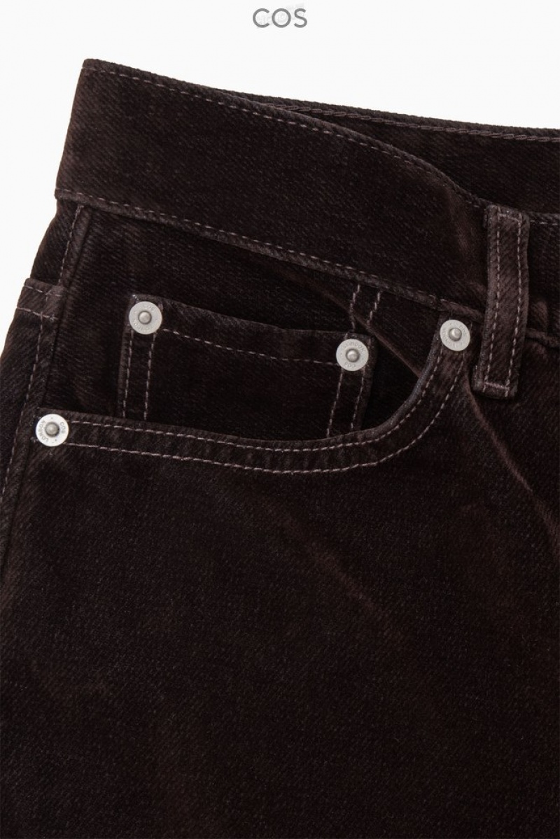 Dark Brown COS Column Flocked-Denim Jeans - Straight | XY21-Z0YF