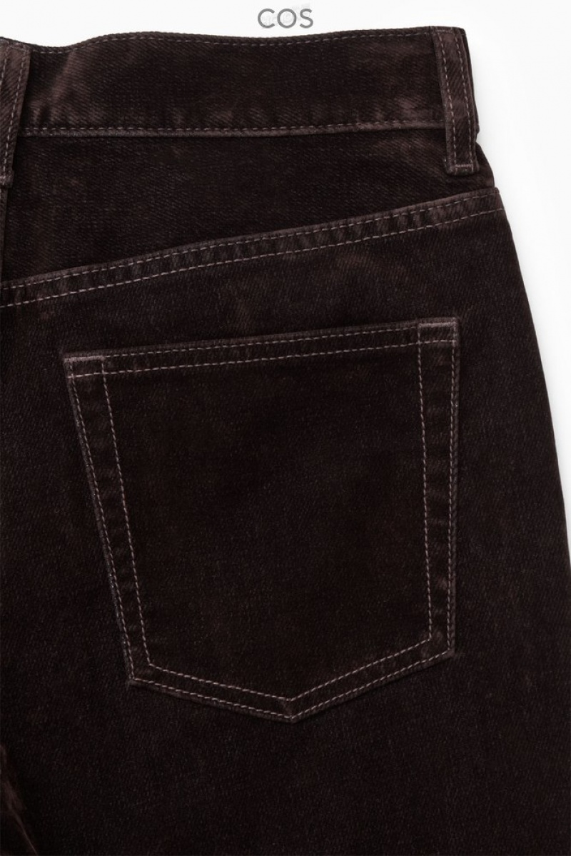 Dark Brown COS Column Flocked-Denim Jeans - Straight | XY21-Z0YF